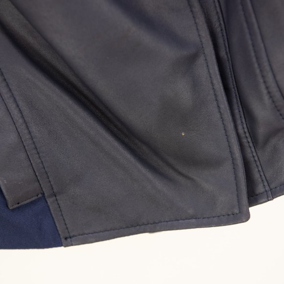 Vince Vest Goat Leather Mixed Media Asymmetrical Outterwear Blue Size XXS - Picture 8 of 9